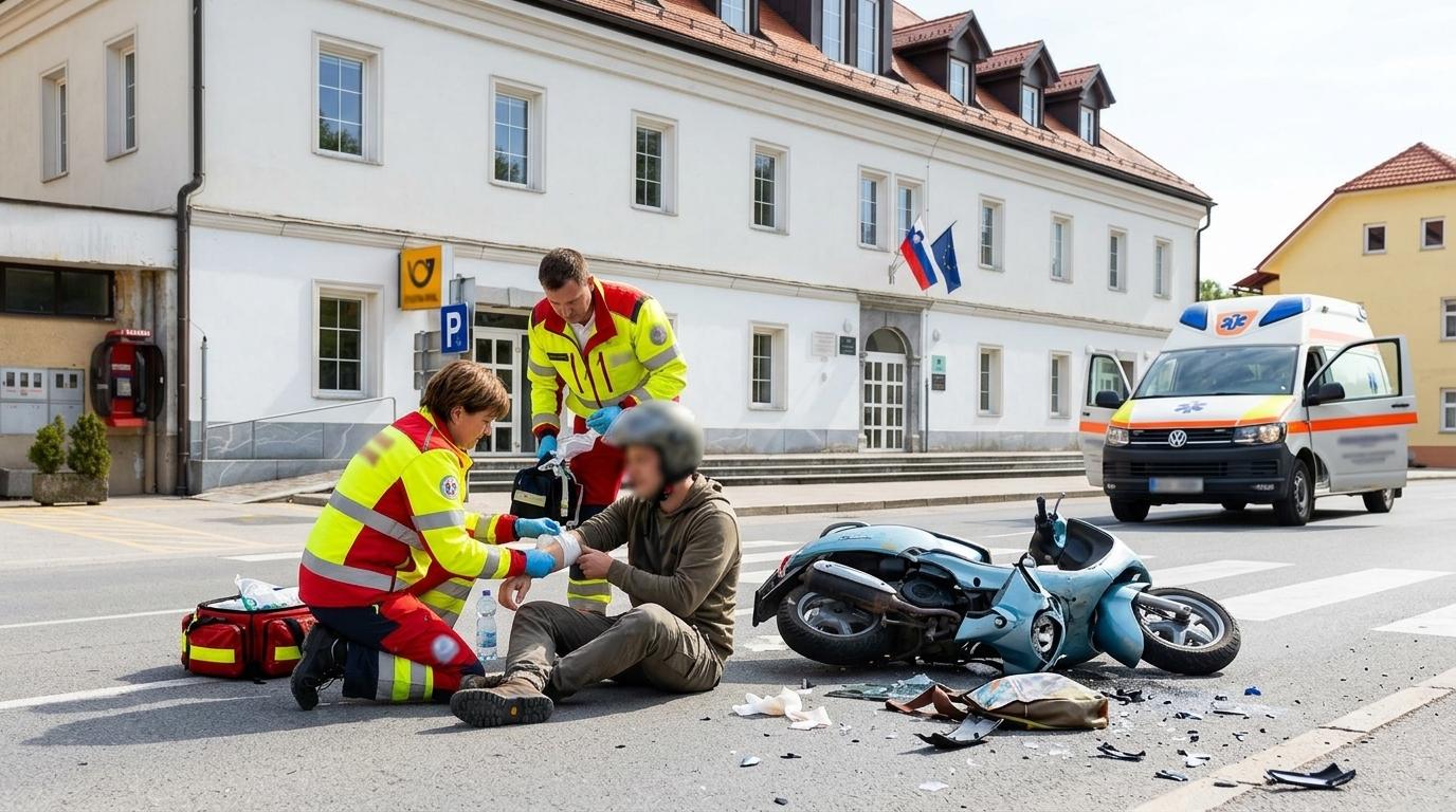 Poškodovan voznik skuterja v trčenju v Trebnjem