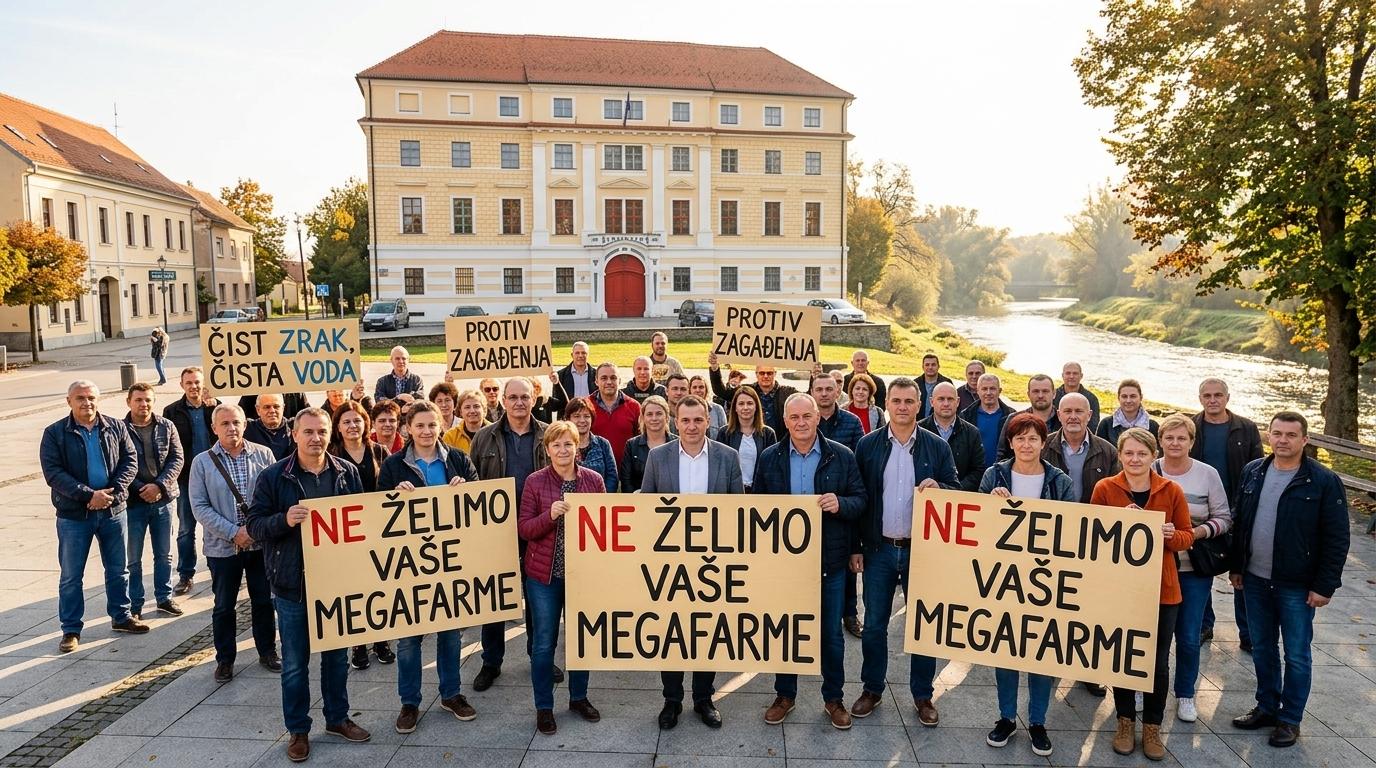Protest v Ludbregu proti načrtovani perutninski megafarmi
