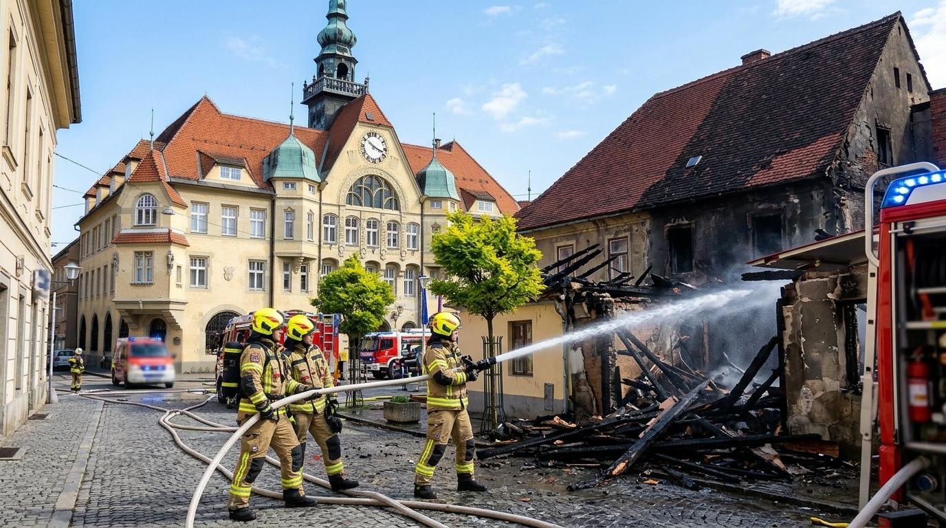 V središču Ptuja ponoči zagorelo v poslovno-stanovanjskem objektu
