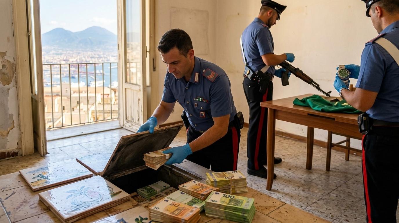 V predmestju Neaplja razkrili skrivališče denarja in orožja