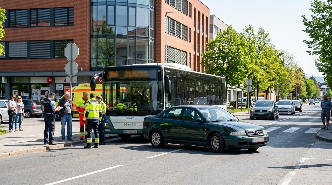 Policija po nesreči avtobusa išče voznika temno zelenega avtomobila