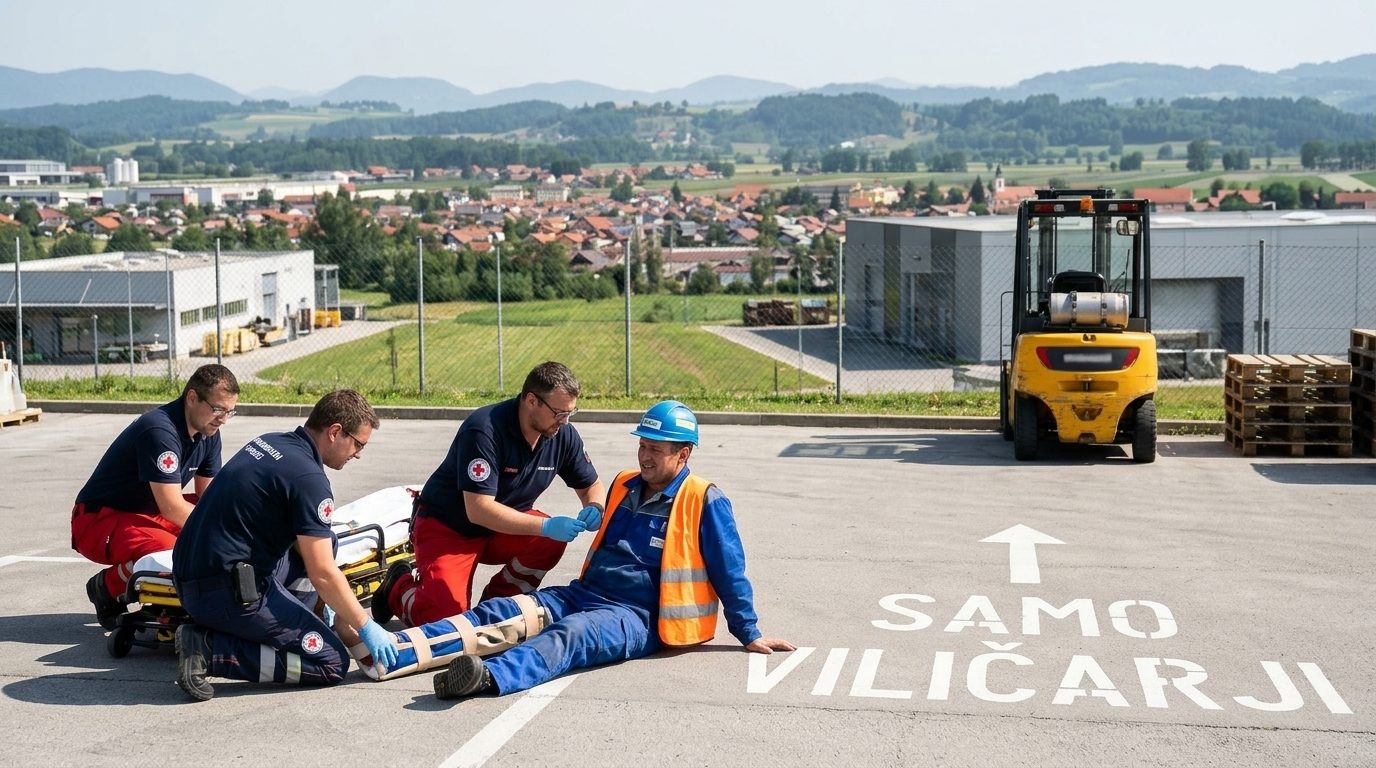 V Šempetru hudo poškodovan delavec v nesreči z viličarjem